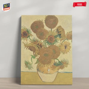 Vincent Van Gogh Sunflowers (1888) Painting Canvas Print Poster Home Decor - Picture 1 of 3