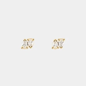 Womens Diamond Earrings GLI HRD Lab Grown Pear 0.40 Carat 14K Yellow Gold Studs - Picture 1 of 9
