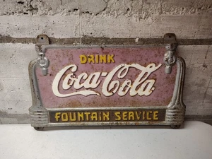 Coca-Cola Vintage Cast Iron Bench Sign Fountain Service Collectible - Picture 1 of 23
