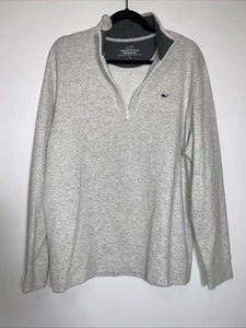 Maglione pullover Vineyard Vines uomo 1/4 zip manica lunga cotone grigio chiaro grande - Foto 1 di 4