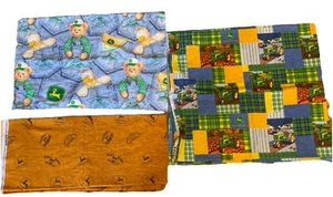 Lotto tessuto trapuntato cucito vintage John Deere cotone orsacchiotto patchwork - Foto 1 di 7