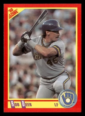 Rob Deer 1990 Score #390 Milwaukee Brewers BASEBALL *208 - Image 1 of 2