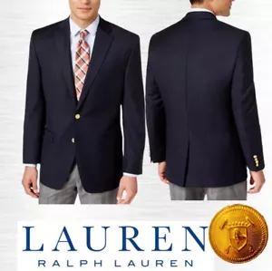 NEW Mens Ralph Lauren LRL 40 L Blazer Jacket Gold Buttons Navy Sport Coat Wool - Picture 1 of 14