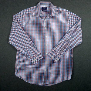 Charles Tyrwhitt Men's L Red Blue Plaid Non Iron Slim Fit Button Up Shirt - Picture 1 of 11
