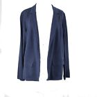 J Jill NEW $99 Sz S Navy Blue Collared Long Sleeve Linen Rayon Sweater Wrap
