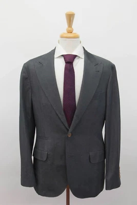 Casaco esportivo masculino Brunello Cucinelli linho-lã novo com etiquetas US$ 4495 com botões de logotipo 50/40EUA A248 - Imagem 1 de 4