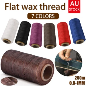 Flat Waxed Sewing Line Thread Leather Cord For DIY Crafts Hand Stitching Thread - Picture 1 of 21