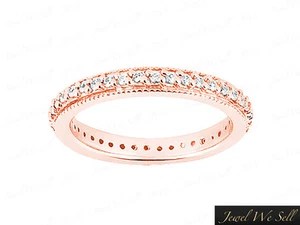 Natural 1.25Ct Round Brilliant Cut Diamond Milgrain Eternity Ring 18K Gold G SI1 - Picture 1 of 8