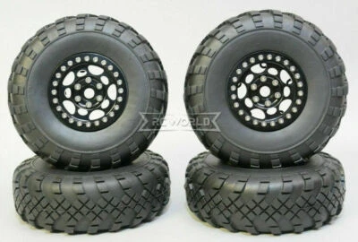 1/10 Metal Truck Wheels 1.9 Beadlock Rims G1 BLACK + BLACK  110mm Street Tires  - Image 1 of 4