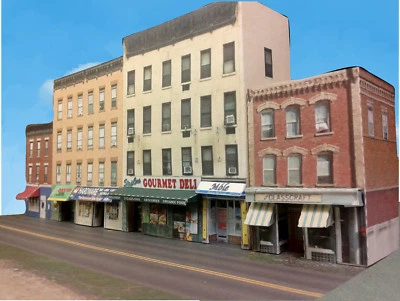 N Scale Buildings - Downtown apartments with shops  Cardstock kit set CN015 - Image 1 of 4