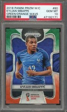 2018 Prizm World Cup Green/Orange Wave #80 Kylian Mbappe PSA 10