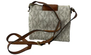 Michael Kors Shoulder Bag S70 Beige Signature Mk Pattern Logo - Picture 1 of 7
