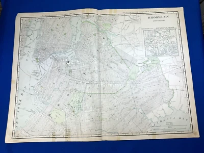 1906 Color Map BROOKLYN, NY 28" x 20.5" Rand McNally, NAVY YARD, Prospect Park - Image 1 of 4