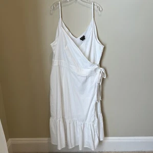 City Chic Womens Sweet Tie Midi Wrap Dress XXL/24 White Sun Beach Summer Boho - Picture 1 of 14