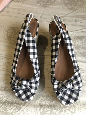 Gorgeous Black And White Gingam Checked Wedges  - Image 1 of 4