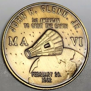 N206 NASA SPACE COIN / MEDAL, MERCURY PROJECT M/R VI, JOHN GLENN JR. - Picture 1 of 2