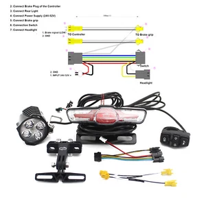 EBike 24V 36V 48V 52V Head & Tail Light Turn Signal Light Brake Light w/Bracket - Picture 1 of 16