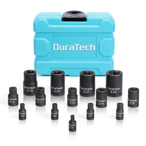 14PCS Female E-Torx Torque Socket Star Impact Socket E4-E24 1/4" 3/8" 1/2" Drive - Picture 1 of 9