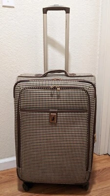 Maleta Equipaje London Fog Cambridge Marrón Pata de Gallo Suave Ruedas Expandibles Foto 1 de 4
