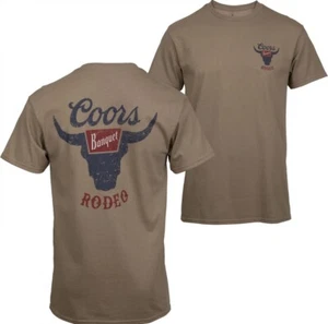 Camiseta Coors Banquete Rodeo Logotipo Envejecida Frontera y Trasa Bronceada Beige Talla Mediana - Imagen 1 de 4