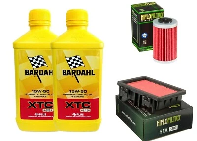 BARDAHL/HIFLO KIT/TAGLIANDO KTM DUKE 125 2017 2024 BARDAHL XTC 15W50 FILTRO ARIA E OLIO HIFLO