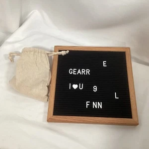 Felt Like Sharing Letter Board 10”x10” Black Oak Frame White Letters Cloth Bag - Picture 1 of 7