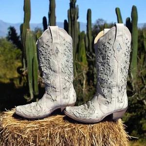 Corral Women's Grey/Green Glitter Inlay and Crystals Cowgirl Boots Rodeo Wedding - Picture 1 of 7