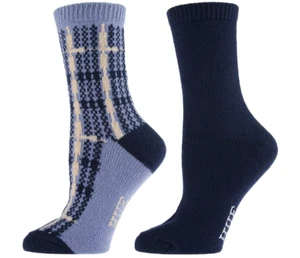 Hue 2-pack Ecosoft Socks Peacoat Plaid Navy Blue Ivory One Size Fits Most NWT - Picture 1 of 11
