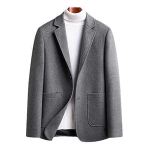 Fashion Mens Slim Fit Lapel Wool Blend Blazer Coats Casual Dress Work Jackets SZ - Picture 1 of 13