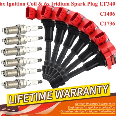 UF349 Ignition Coils & Platinum Spark Plug 6PCS 05-19 for Nissan Frontier Xterra - Image 1 of 4