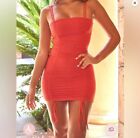 Oh Polly Sweet Little Ties Strappy Ruched Mini Dress in Red Size 8