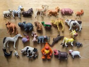 Miniature Molded Plastic Toy Animals - Lot of 26 - Most marked Made In Hong Kong