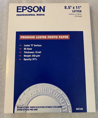 Older Epson Premium Luster Photo Paper Luster “E” 8.5”x 11” 50 Sheets S041405 - Image 1 of 2