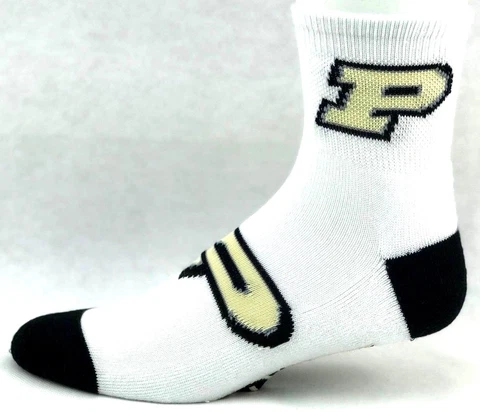 Purdue Boilermakers White & Black Deuce Quarter Socks Cover