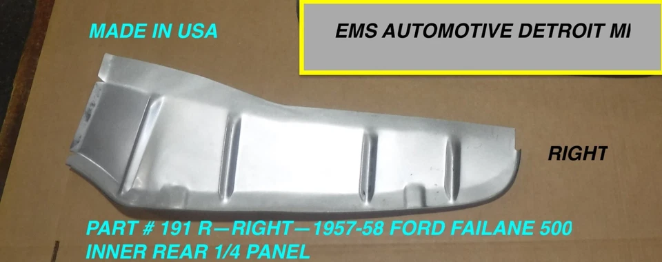 1957,1958 FORD SEDAN 500/FAIRLANE #191 R.  RIGHT. INNER REAR 1/4 PANEL - Image 1 of 1