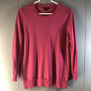 J Crew Women’s Long Sleeve Crewneck Shirt Size Large Pink 100% Merino Wool - Picture 1 of 6