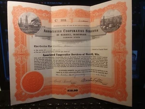 1953 Associated Cooperative Services of Merrill, WI Stock Certificate - Picture 1 of 9