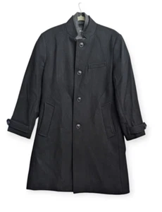 Men’s INC Wool Blend Coat Herringbone Black Stylish Overcoat Size Medium - Picture 1 of 12