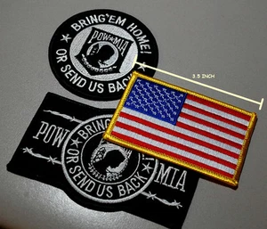 PARCHES 3 FREEDOM DEFENDER para FALLEN HEROES FREEDOM BIKER: BANDERA DE EE. UU. + POW + POW - Imagen 1 de 3