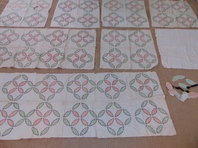 1930s Quilt Blocks-12 pc -23"x23"-Vintage Flowers-Applique/Embroidery-FREE SHIP - Image 1 of 4