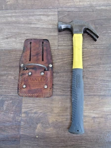 Vintage Stanley Leather Hammer Holder Holster #51-900 & 1 Pound Claw Hammer - Picture 1 of 5