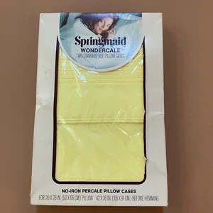 Vintage Springmaid Wondercale Peignoir Pastels Yellow Pillowcases - 2 Standard - Picture 1 of 12