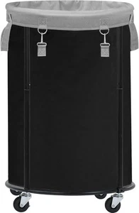 STORAGE MANIAC Laundry Basket with Wheels 110L Rolling Hamper, Black - Picture 1 of 8