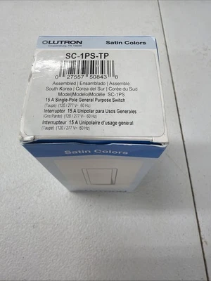 Interruptor de luz de un solo polo Lutron SC-1PS-TP colores satinados 15A - topo - ECS Foto 1 de 4