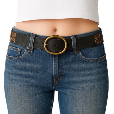 Cinturón De Cuero Vintage Abercrombie & Fitch S Marrón Lentejuelas Y2K Boho Indie Sleaze Foto 1 de 4