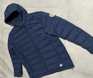 New Balance Puffer  Jacket Mens L Hooded Blue  Quilted Zip Water& Wind  Resistan - Picture 1 of 13