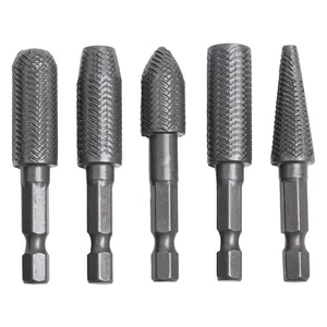 Sturdy Rotary Rasp Drill Bits with Hex Shank Perfect for Metal Work 5 Piece Set - Picture 1 of 12