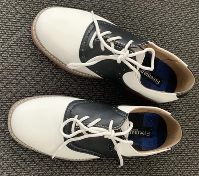 L@@K- Kids Freeman Oxford Black & White Saddle Shoes Size 3 Nice! - Image 1 of 4