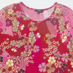 Johnny Was Yama Bee Active Mesh Long Sleeve Top Size Large Floral Athletic Mesh - Picture 1 of 8