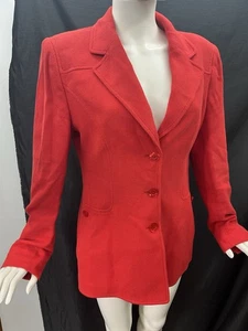 ESCADA Red Cotton Blend Casual Blazer Jacket Size 42 Pockets - Picture 1 of 15